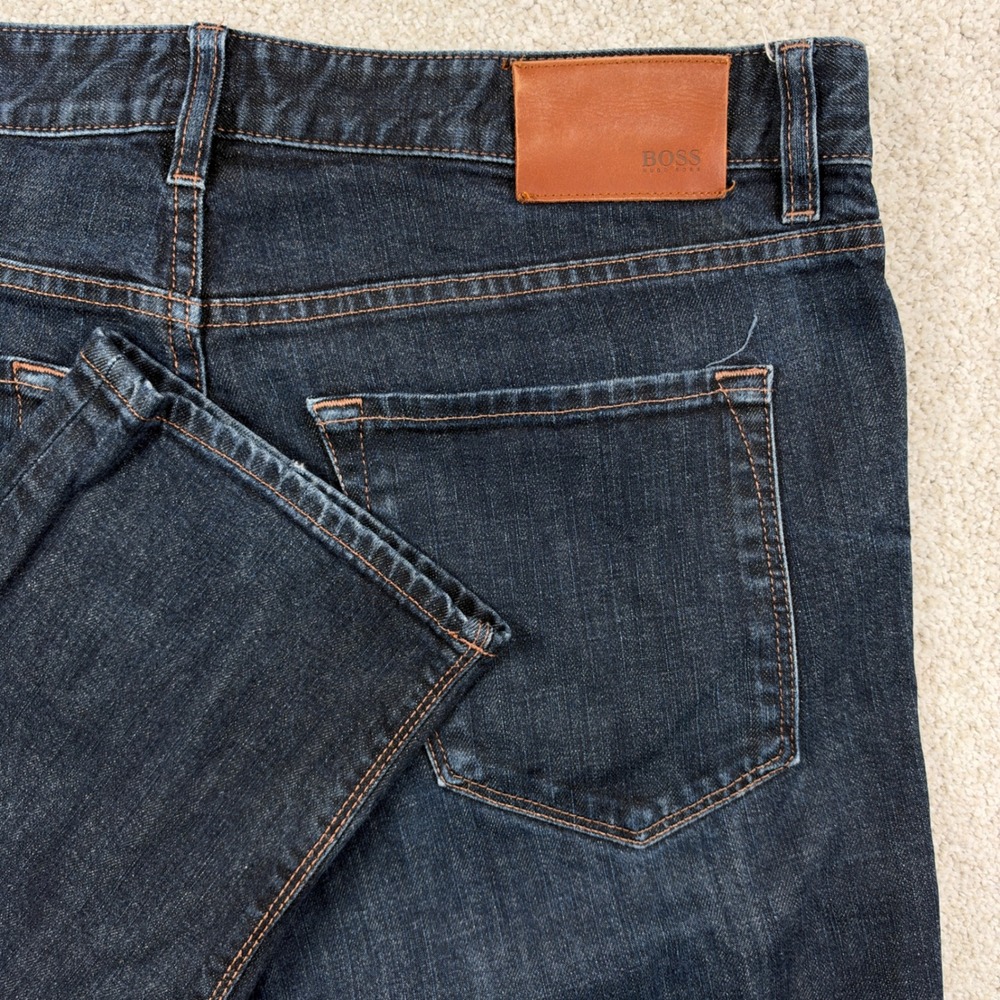 BOSS Hugo Boss Jeans Mens 36x32 Dark Blue Stretch Slim Straight Denim 01896